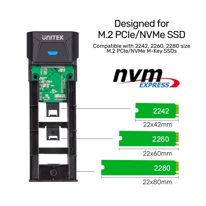Buy UNITEK SolidForce PCIe/NVMe M.2 SSD Enclosure Lite, USB-C 10Gbps NVMe Adapter Online in Pakistan - UGREEN PK