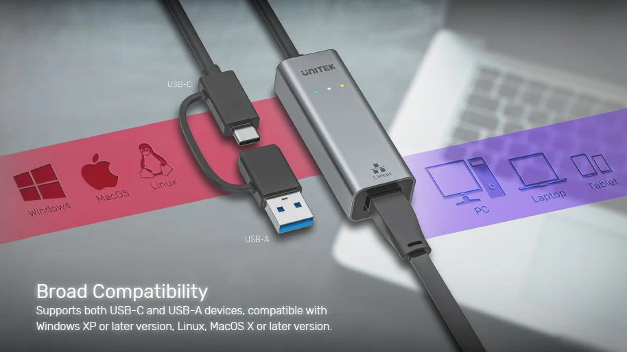 UNITEK Hybrid USB-C & USB-A to 2.5G Gigabit Ethernet Adapter 2500Mbps Wired Network Dongle Buy UNITEK Hybrid USB-C & USB-A to 2.5G Gigabit Ethernet Adapter 2500Mbps Wired Network Dongle Online in Pakistan - UGREEN PK
