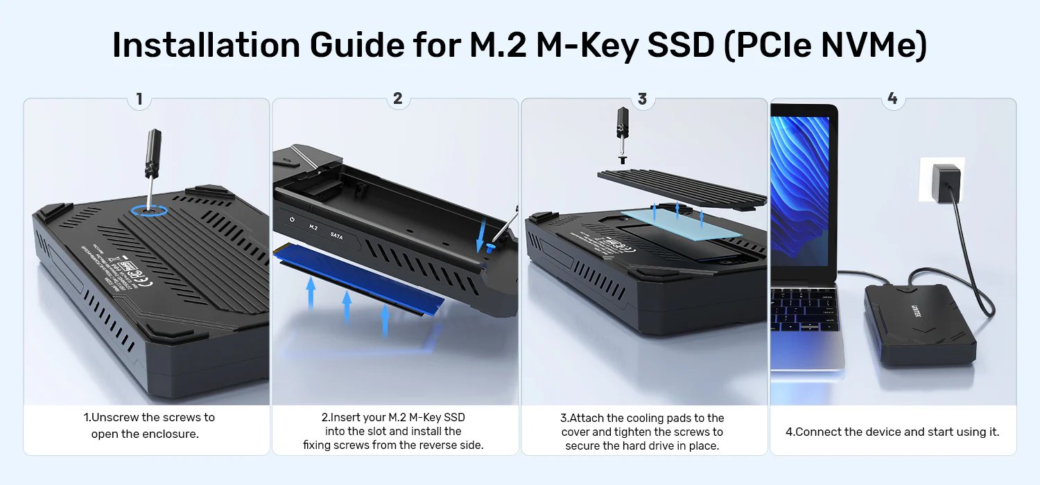 UNITEK USB 3.2 Gen2 M.2 NVMe & SATA SSD Enclosure Supports PCIe NVMe 2242/2260/2280 & 2.5 Buy UNITEK USB 3.2 Gen2 M.2 NVMe & SATA SSD Enclosure Supports PCIe NVMe 2242/2260/2280 & 2.5