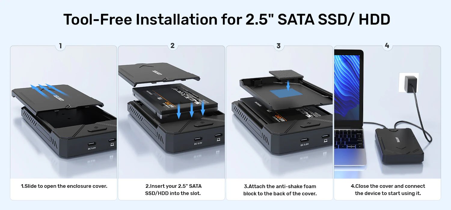 UNITEK USB 3.2 Gen2 M.2 NVMe & SATA SSD Enclosure Supports PCIe NVMe 2242/2260/2280 & 2.5 Buy UNITEK USB 3.2 Gen2 M.2 NVMe & SATA SSD Enclosure Supports PCIe NVMe 2242/2260/2280 & 2.5