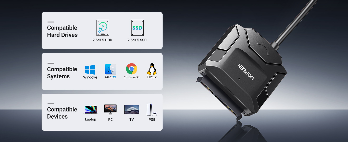 UGREEN 20231 SATA to USB 3.0 Adapter Cable 5Gbps UASP Buy UGREEN 20231 SATA to USB 3.0 Adapter Cable 5Gbps UASP Online in Pakistan - UGREEN PK