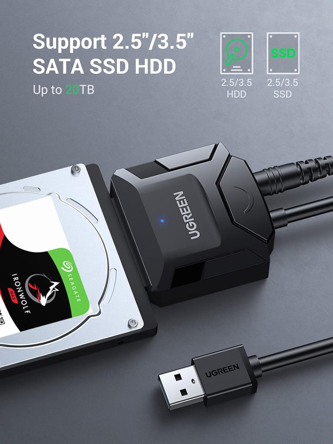 Buy UGREEN 20231 SATA to USB 3.0 Adapter Cable 5Gbps UASP Online in Pakistan - UGREEN PK