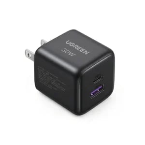 UGREEN 65025 30W 2-Port GaN Fast Charger (US Plug) Supports PD3.0 QC4.0 FCP AFC, Compact Travel Adapter for iPhone 17/16/15/14