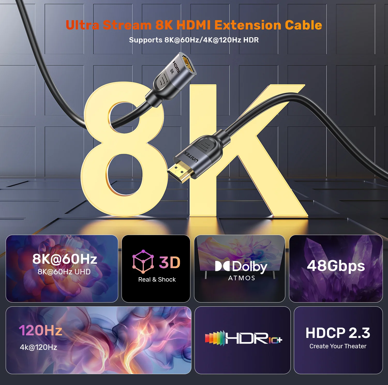 UNITEK Ultra Stream 8K HDMI Extension Cable (1 Meter) 8K@60Hz, 4K@120Hz Buy UNITEK Ultra Stream 8K HDMI Extension Cable (1 Meter) 8K@60Hz, 4K@120Hz Online in Pakistan - UGREEN PK