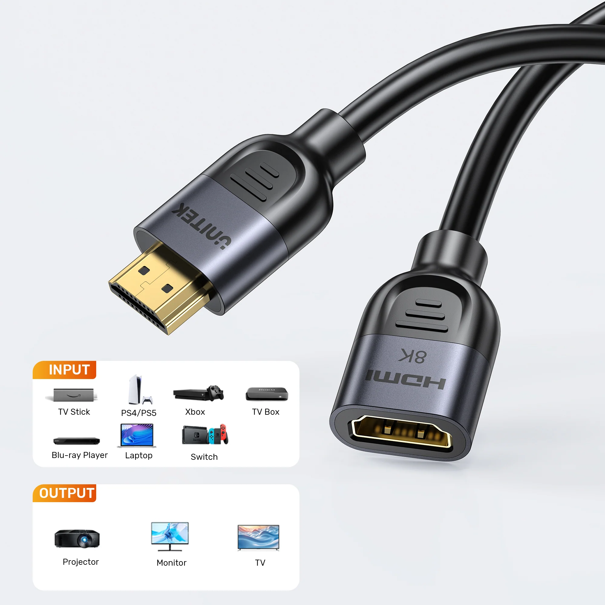 Buy UNITEK Ultra Stream 8K HDMI Extension Cable (1 Meter) 8K@60Hz, 4K@120Hz Online in Pakistan - UGREEN PK