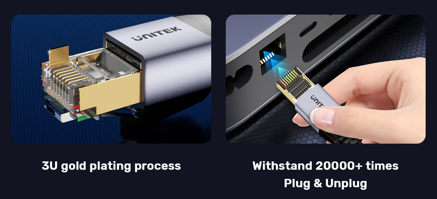 UNITEK Cat 8 Ethernet Cable 40Gbps 2000MHz S/FTP Double Shielding PoE Supported UNITEK Cat 8 Ethernet Cable 40Gbps 2000MHz S/FTP Double Shielding PoE Supported