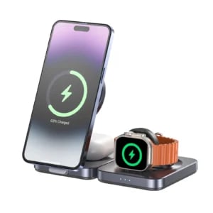 UNITEK P1300AGY01 Qi2 Foldable 3-in-1 Charging Station 15W MagSafe Wireless Charger