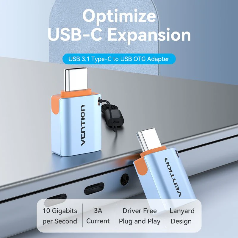 Buy VENTION CUBH0 USB C 3.1 Male to USB 3.0 Female OTG Adapter (10Gbps, Aluminum Alloy with Lanyard) Online in Pakistan - UGREEN PK