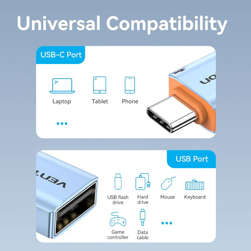 Buy VENTION CUBH0 USB C 3.1 Male to USB 3.0 Female OTG Adapter (10Gbps, Aluminum Alloy with Lanyard) Online in Pakistan - UGREEN PK