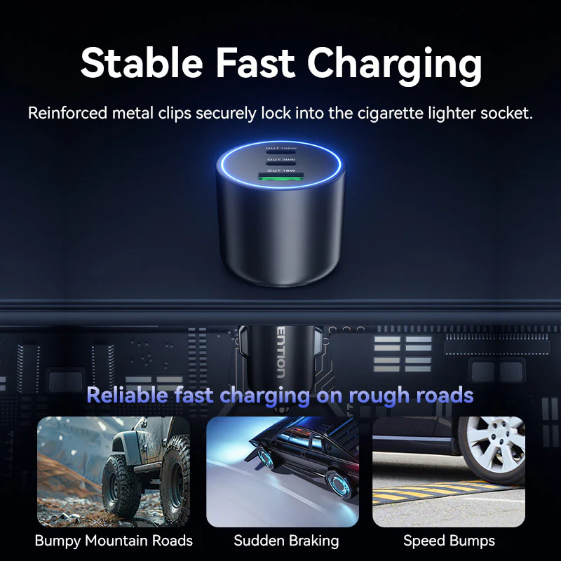 Buy VENTION FFQB0 100W USB C Car Charger Smart Trickle Charging Online in Pakistan - UGREEN PK