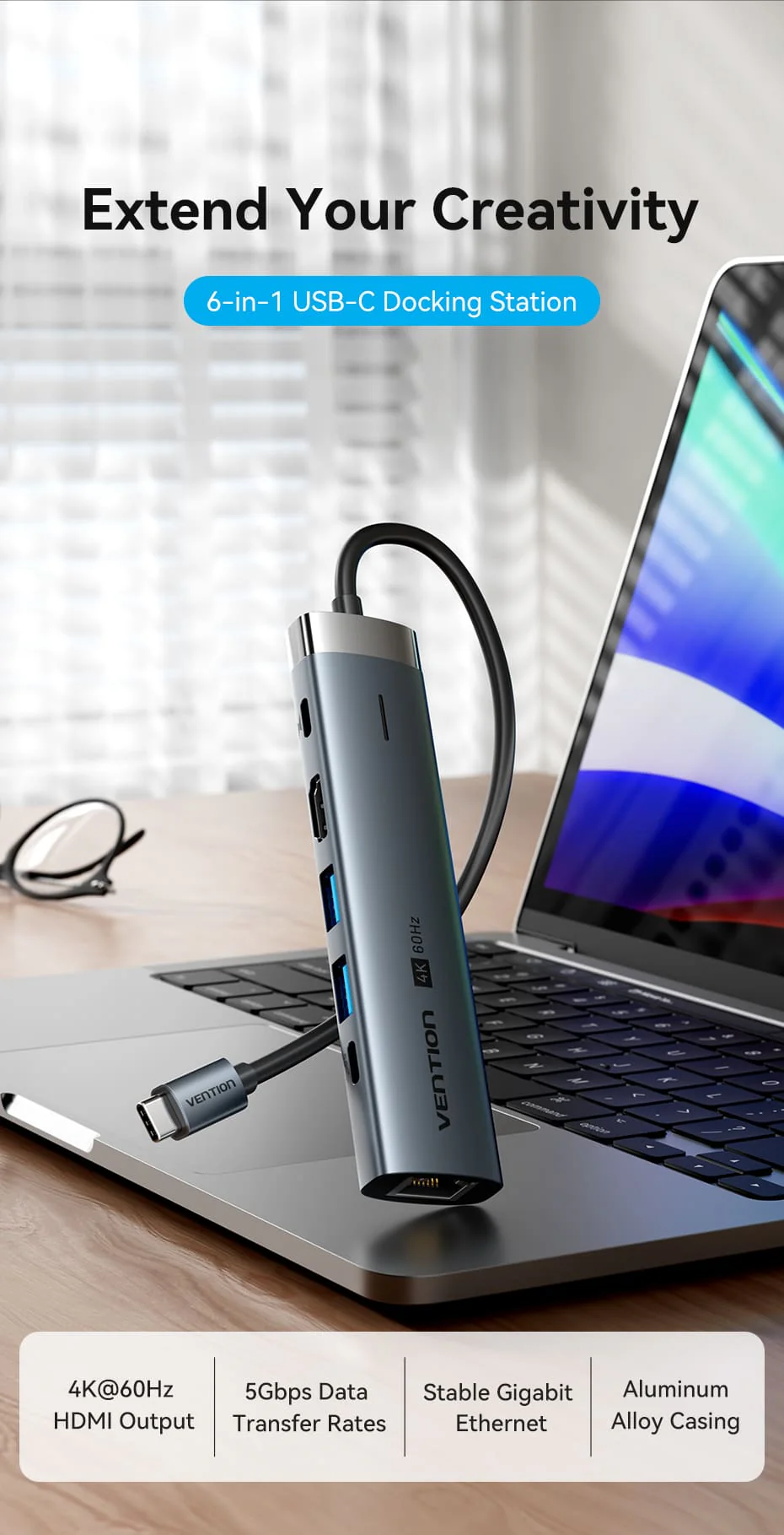 VENTION TGNHB 6-in-1 USB-C 3.2 Gen1 Docking Station (4K@60Hz, 100W PD, Gigabit Ethernet) Buy VENTION TGNHB 6-in-1 USB-C 3.2 Gen1 Docking Station (4K@60Hz, 100W PD, Gigabit Ethernet) Online in Pakistan - UGREEN PK