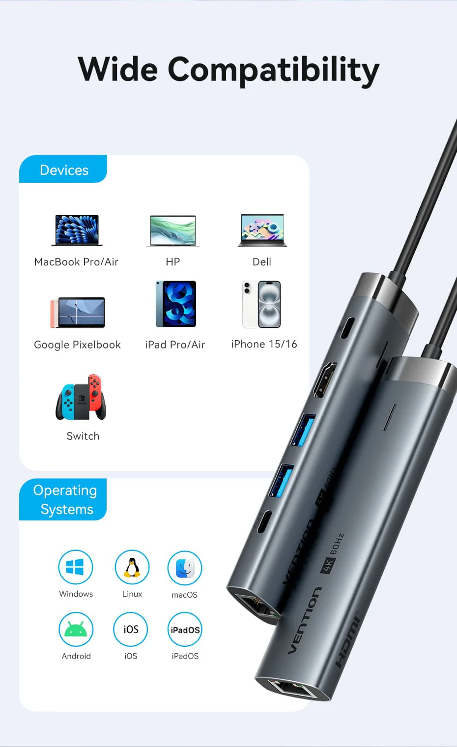 VENTION TGNHB 6-in-1 USB-C 3.2 Gen1 Docking Station (4K@60Hz, 100W PD, Gigabit Ethernet) Buy VENTION TGNHB 6-in-1 USB-C 3.2 Gen1 Docking Station (4K@60Hz, 100W PD, Gigabit Ethernet) Online in Pakistan - UGREEN PK