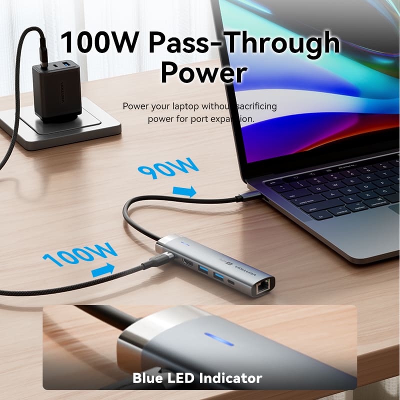 Buy VENTION TGNHB 6-in-1 USB-C 3.2 Gen1 Docking Station (4K@60Hz, 100W PD, Gigabit Ethernet) Online in Pakistan - UGREEN PK