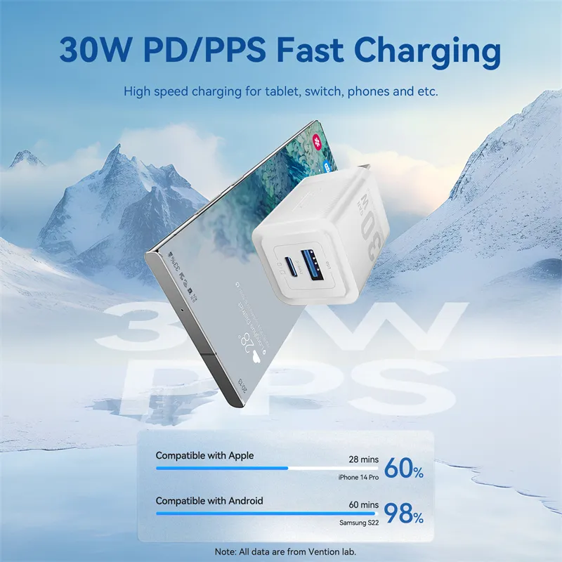 Buy VENTION 30W GaN Dual Port Charger with 60W USB-C Cable PD3.0/PPS, Fast Charging for iPhone 16/15, Galaxy S24/S23 Online in Pakistan - UGREEN PK