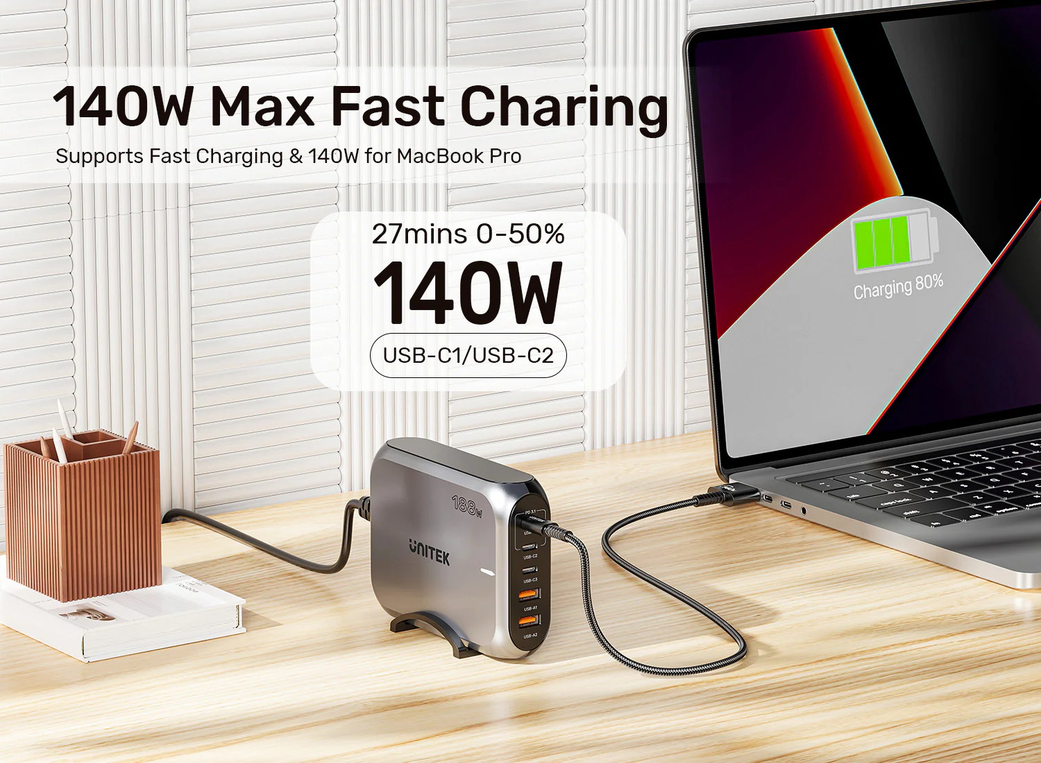 UNITEK 188W PD3.1 Desktop GaN Charging Station 5-Port Laptop & Phone Charger Buy UNITEK 188W PD3.1 Desktop GaN Charging Station 5-Port Laptop & Phone Charger Online in Pakistan - UGREEN PK