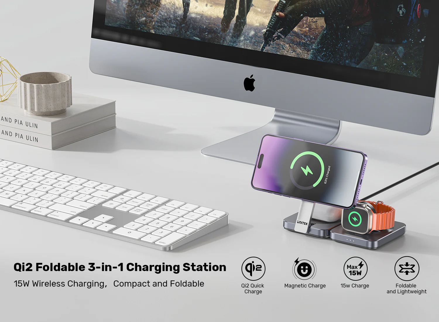UNITEK Qi2 Foldable 3-in-1 Charging Station 15W MagSafe Wireless Charger Buy UNITEK Qi2 Foldable 3-in-1 Charging Station 15W MagSafe Wireless Charger Online in Pakistan - UGREEN PK