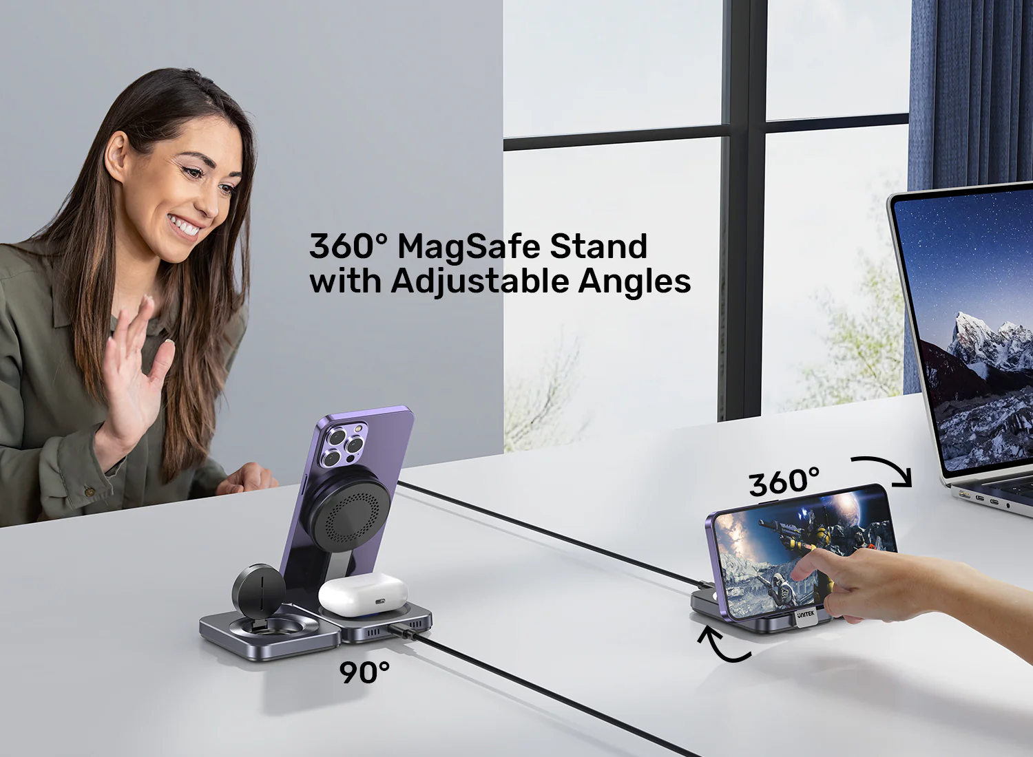 UNITEK Qi2 Foldable 3-in-1 Charging Station 15W MagSafe Wireless Charger Buy UNITEK Qi2 Foldable 3-in-1 Charging Station 15W MagSafe Wireless Charger Online in Pakistan - UGREEN PK