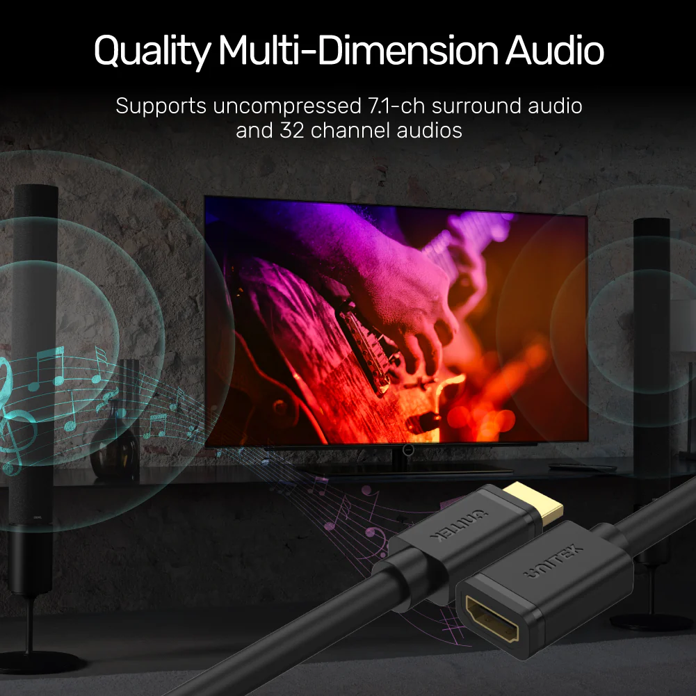 Buy UNITEK 4K HDMI Extension Cable (3 Meter) Ultra HD 4K@60Hz Gold-Plated Connector Online in Pakistan - UGREEN PK