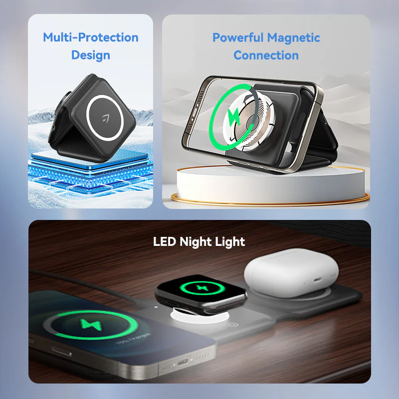 Buy VENTION 3-in-1 15W Wireless Charging Pad with MagSafe and LED Night Light Online in Pakistan - UGREEN PK