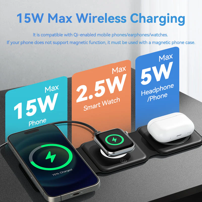 Buy VENTION 3-in-1 15W Wireless Charging Pad with MagSafe and LED Night Light Online in Pakistan - UGREEN PK