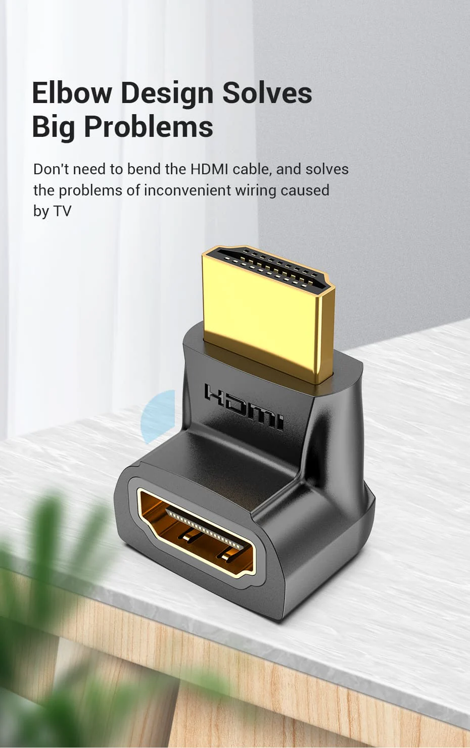 VENTION 4K@60Hz HDMI 270 Degree Male to Female Adapter Black – Gold-Plated Connector Buy VENTION 4K@60Hz HDMI 270 Degree Male to Female Adapter Black – Gold-Plated Connector Online in Pakistan - UGREEN PK