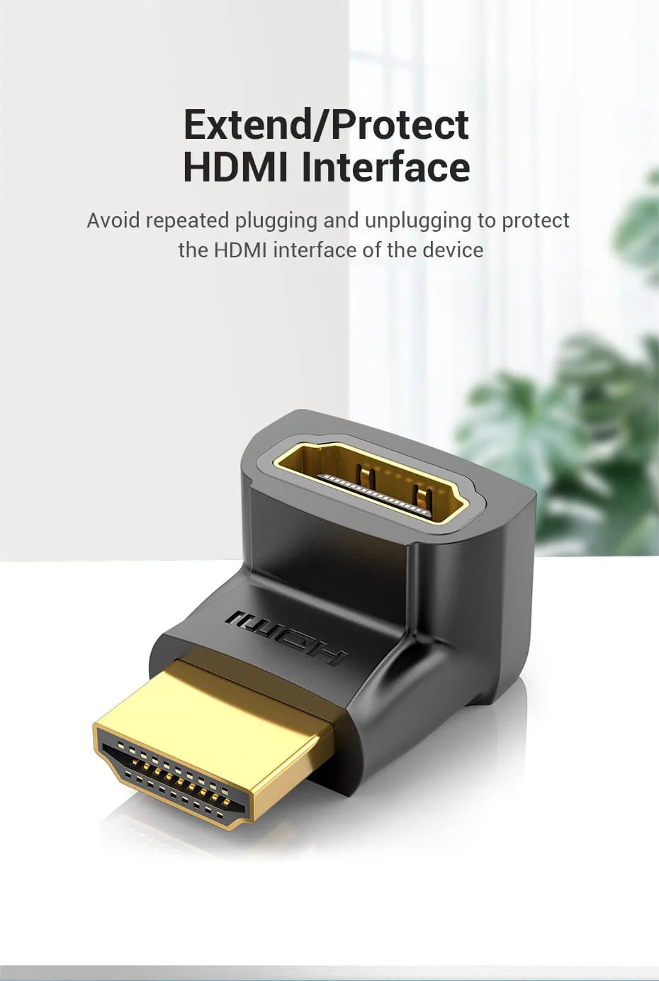 VENTION 4K@60Hz HDMI 270 Degree Male to Female Adapter Black – Gold-Plated Connector Buy VENTION 4K@60Hz HDMI 270 Degree Male to Female Adapter Black – Gold-Plated Connector Online in Pakistan - UGREEN PK