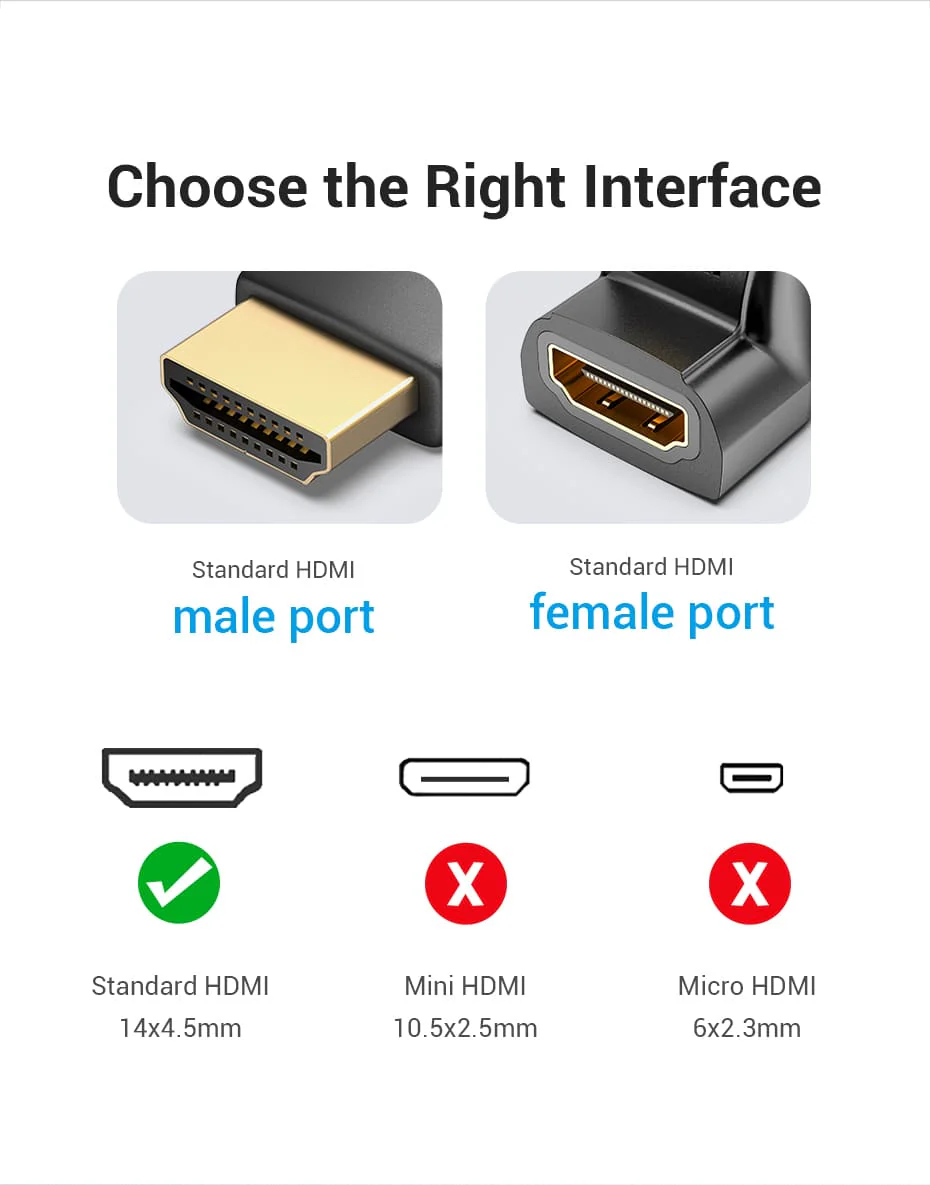 VENTION 4K@60Hz HDMI 270 Degree Male to Female Adapter Black – Gold-Plated Connector Buy VENTION 4K@60Hz HDMI 270 Degree Male to Female Adapter Black – Gold-Plated Connector Online in Pakistan - UGREEN PK