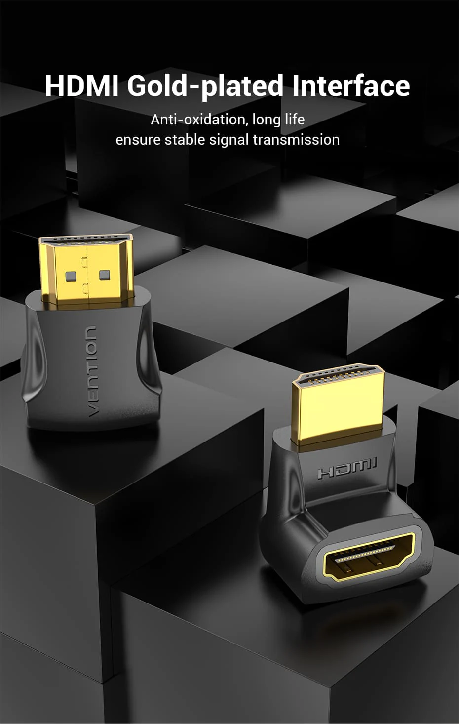 VENTION 4K@60Hz HDMI 270 Degree Male to Female Adapter Black – Gold-Plated Connector Buy VENTION 4K@60Hz HDMI 270 Degree Male to Female Adapter Black – Gold-Plated Connector Online in Pakistan - UGREEN PK