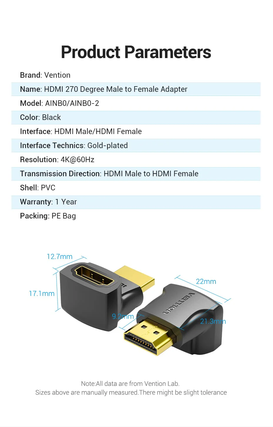 VENTION 4K@60Hz HDMI 270 Degree Male to Female Adapter Black – Gold-Plated Connector Buy VENTION 4K@60Hz HDMI 270 Degree Male to Female Adapter Black – Gold-Plated Connector Online in Pakistan - UGREEN PK