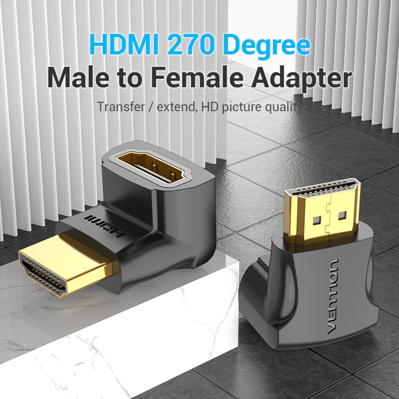 Buy VENTION 4K@60Hz HDMI 270 Degree Male to Female Adapter Black – Gold-Plated Connector Online in Pakistan - UGREEN PK