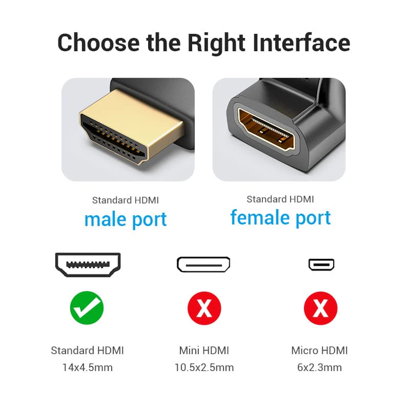 Buy VENTION 4K@60Hz HDMI 270 Degree Male to Female Adapter Black – Gold-Plated Connector Online in Pakistan - UGREEN PK