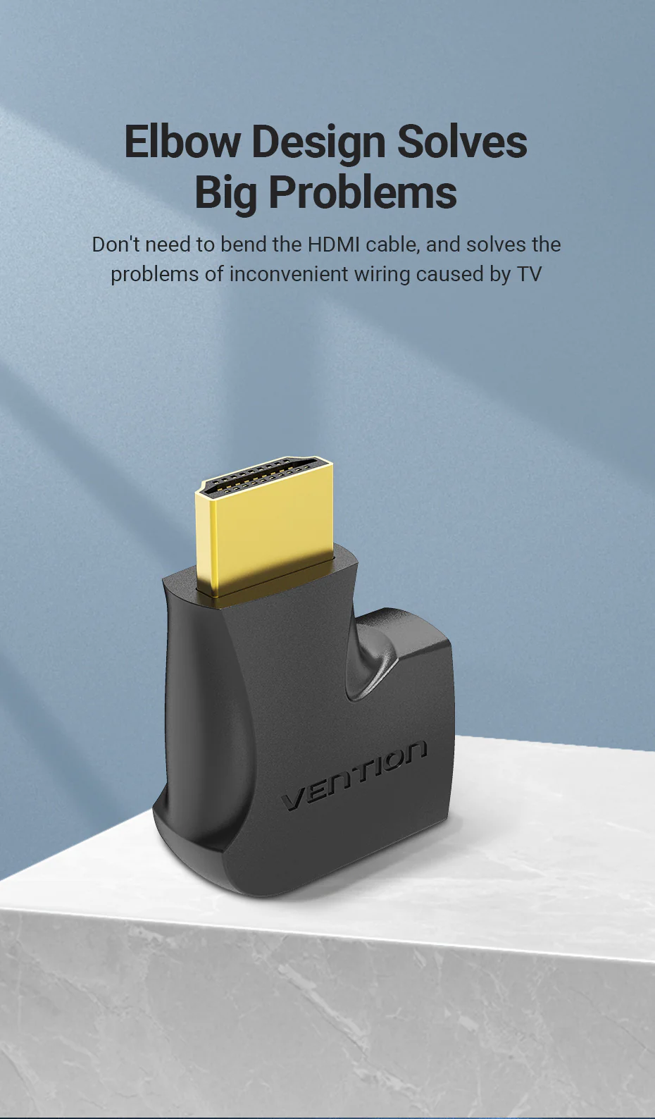 VENTION 4K@60Hz HDMI 270 Degree Male to Female Verticle Flat Adapter Black – Gold-Plated Connector Buy VENTION 4K@60Hz HDMI 270 Degree Male to Female Verticle Flat Adapter Black – Gold-Plated Connector Online in Pakistan - UGREEN PK