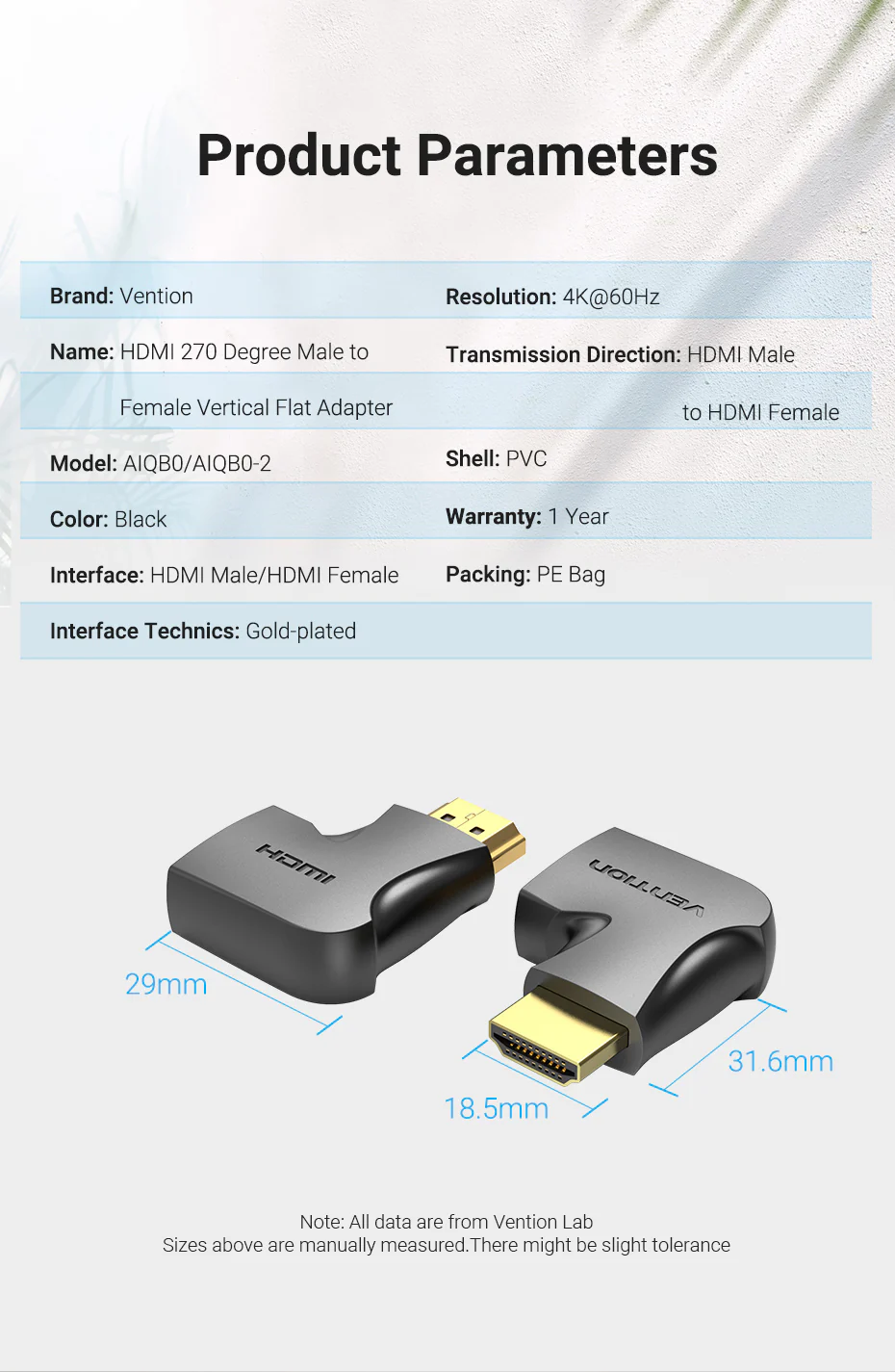 VENTION 4K@60Hz HDMI 270 Degree Male to Female Verticle Flat Adapter Black – Gold-Plated Connector Buy VENTION 4K@60Hz HDMI 270 Degree Male to Female Verticle Flat Adapter Black – Gold-Plated Connector Online in Pakistan - UGREEN PK