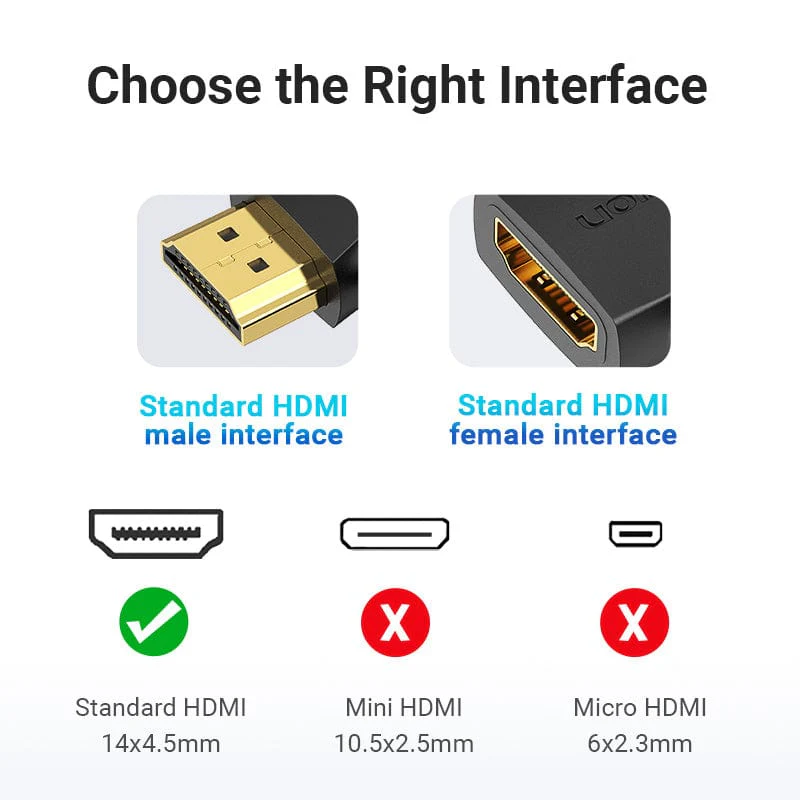 Buy VENTION 4K@60Hz HDMI 270 Degree Male to Female Verticle Flat Adapter Black – Gold-Plated Connector Online in Pakistan - UGREEN PK