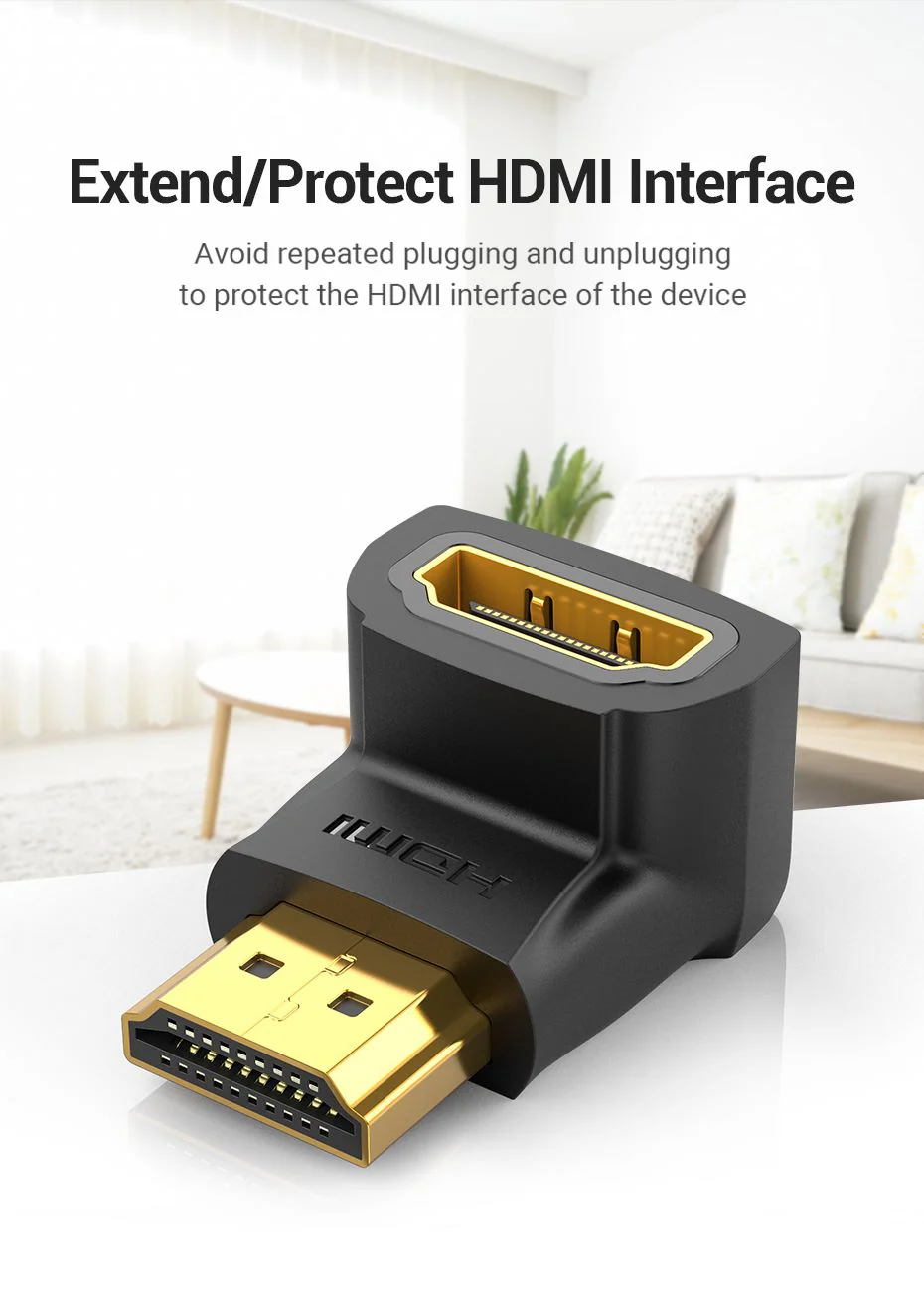VENTION 4K@60Hz HDMI 90 Degree Male to Female Adapter Black – Gold-Plated Connector Buy VENTION 4K@60Hz HDMI 90 Degree Male to Female Adapter Black – Gold-Plated Connector Online in Pakistan - UGREEN PK