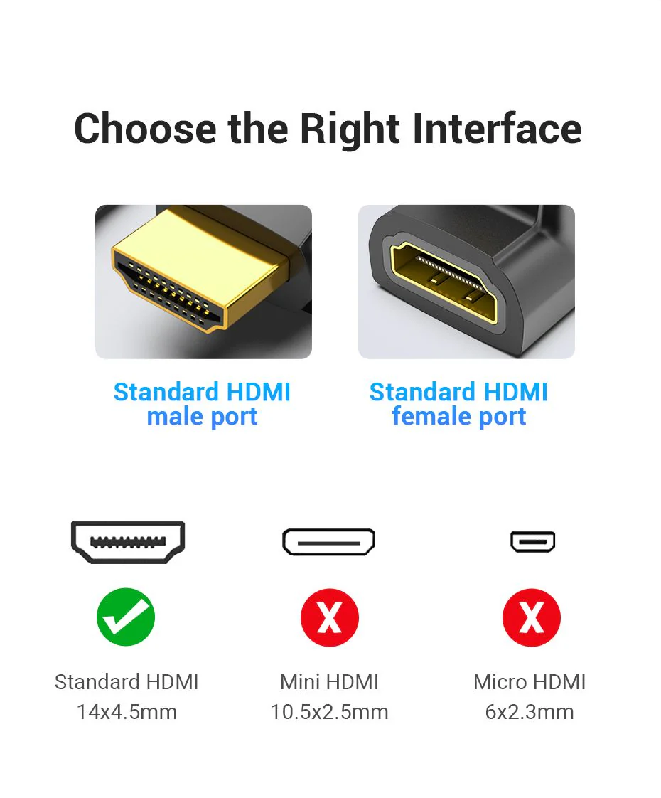 VENTION 4K@60Hz HDMI 90 Degree Male to Female Adapter Black – Gold-Plated Connector Buy VENTION 4K@60Hz HDMI 90 Degree Male to Female Adapter Black – Gold-Plated Connector Online in Pakistan - UGREEN PK