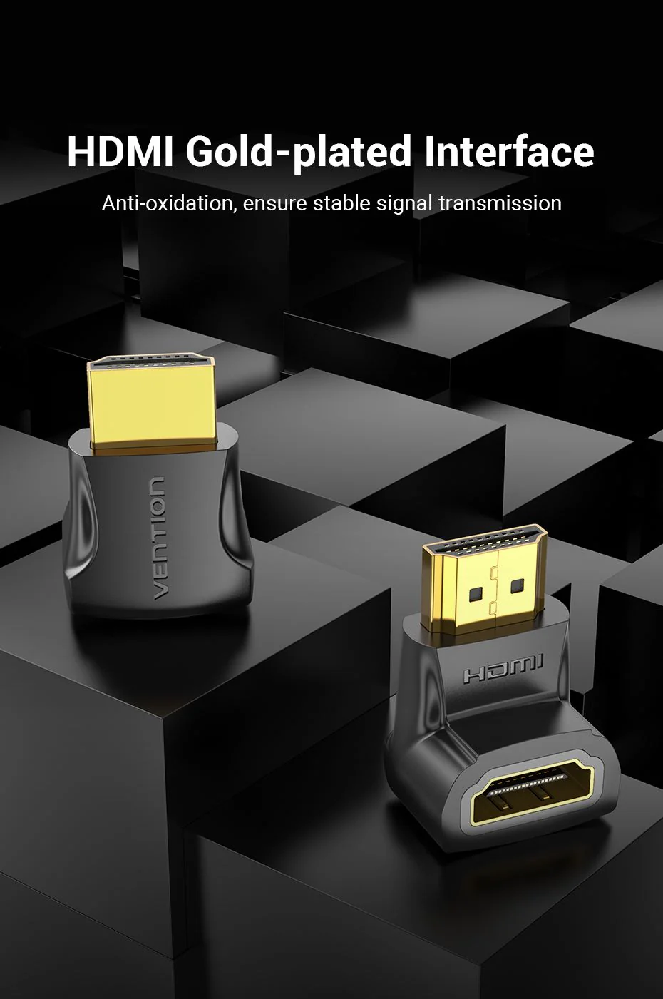 VENTION 4K@60Hz HDMI 90 Degree Male to Female Adapter Black – Gold-Plated Connector Buy VENTION 4K@60Hz HDMI 90 Degree Male to Female Adapter Black – Gold-Plated Connector Online in Pakistan - UGREEN PK