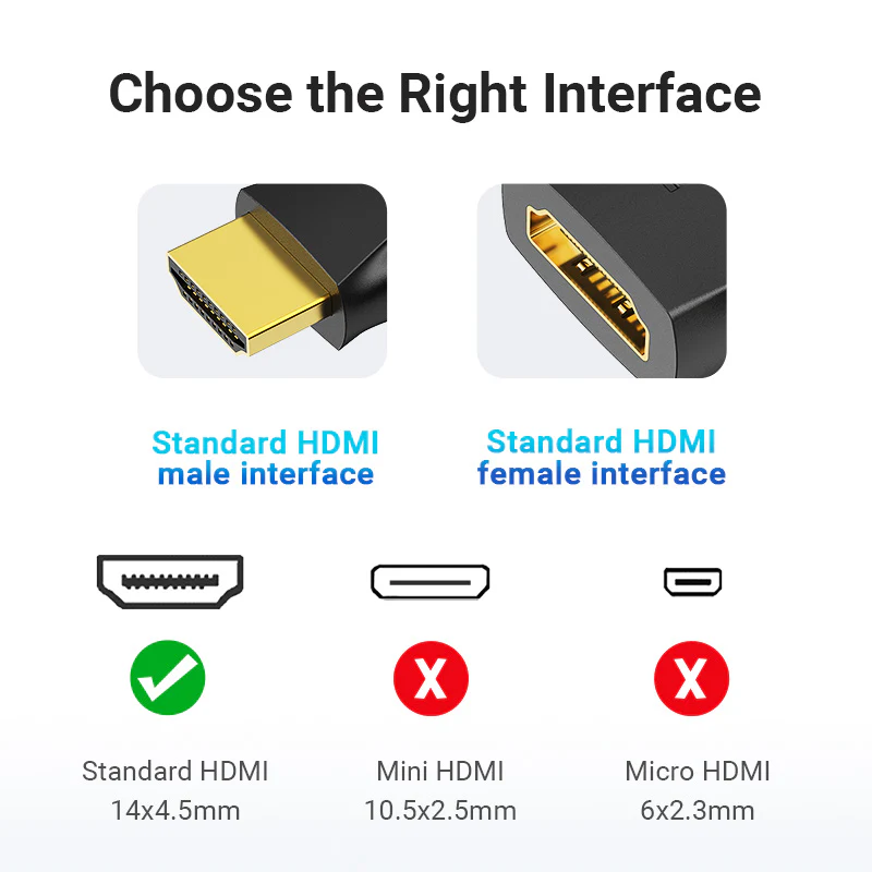 VENTION 4K@60Hz HDMI 90 Degree Male to Female Verticle Flat Adapter Black – Gold-Plated Connector Buy VENTION 4K@60Hz HDMI 90 Degree Male to Female Verticle Flat Adapter Black – Gold-Plated Connector Online in Pakistan - UGREEN PK