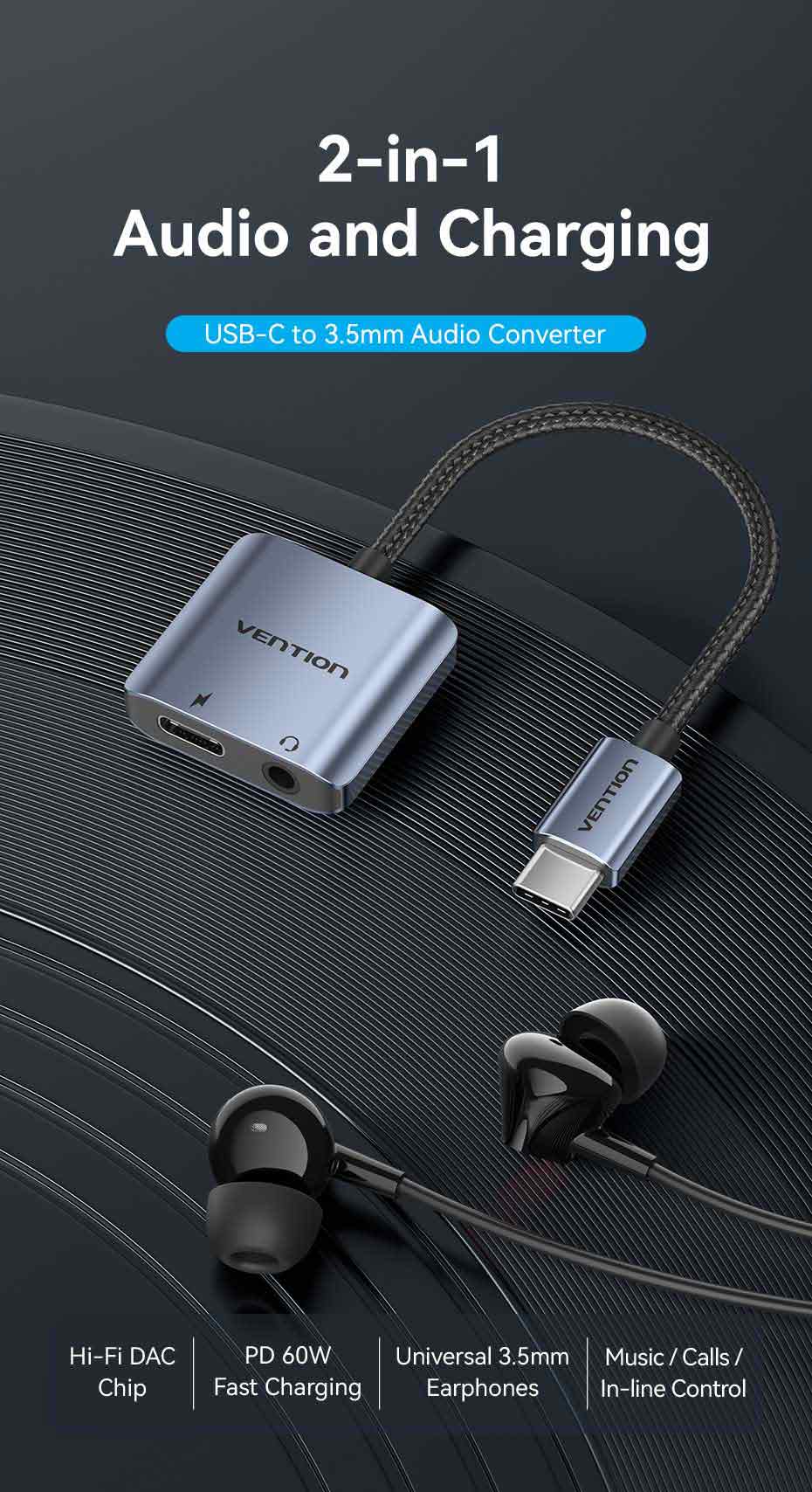 VENTION USB-C to Aux 3.5mm Hi-Fi Audio DAC Chip for PUBG Mobile / Free Fire, 60W PD Charging for iPhone 16/15 Pro Max, Galaxy S25/24 Ultra Buy VENTION USB-C to Aux 3.5mm Hi-Fi Audio DAC Chip for PUBG Mobile / Free Fire, 60W PD Charging for iPhone 16/15 Pro Max, Galaxy S25/24 Ultra Online in Pakistan - UGREEN PK