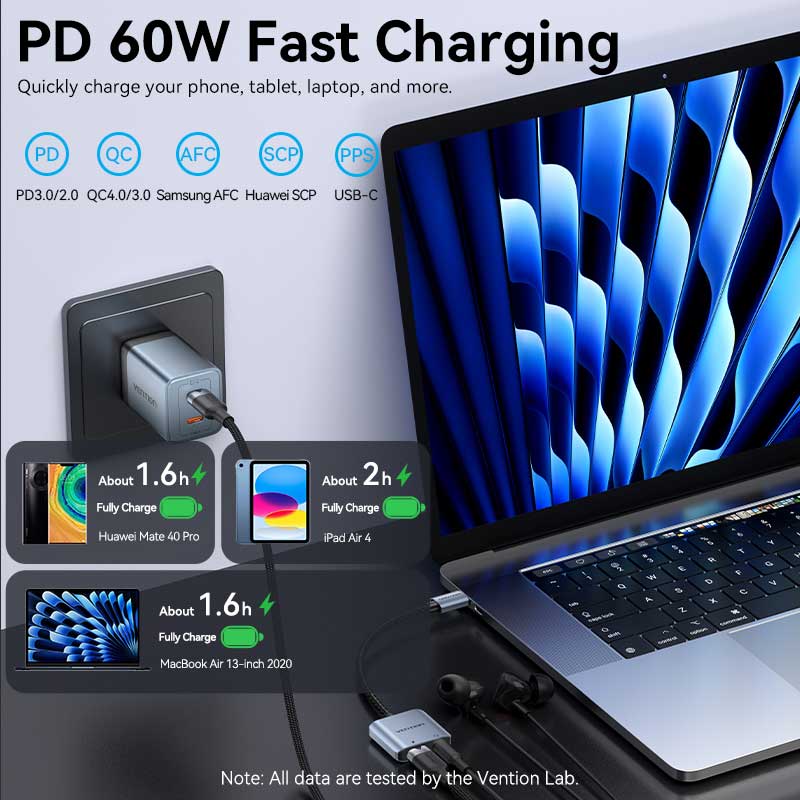 Buy VENTION USB-C to Aux 3.5mm Hi-Fi Audio DAC Chip for PUBG Mobile / Free Fire, 60W PD Charging for iPhone 16/15 Pro Max, Galaxy S25/24 Ultra Online in Pakistan - UGREEN PK