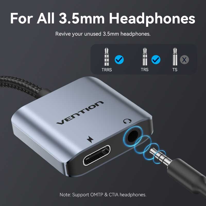 Buy VENTION USB-C to Aux 3.5mm Hi-Fi Audio DAC Chip for PUBG Mobile / Free Fire, 60W PD Charging for iPhone 16/15 Pro Max, Galaxy S25/24 Ultra Online in Pakistan - UGREEN PK