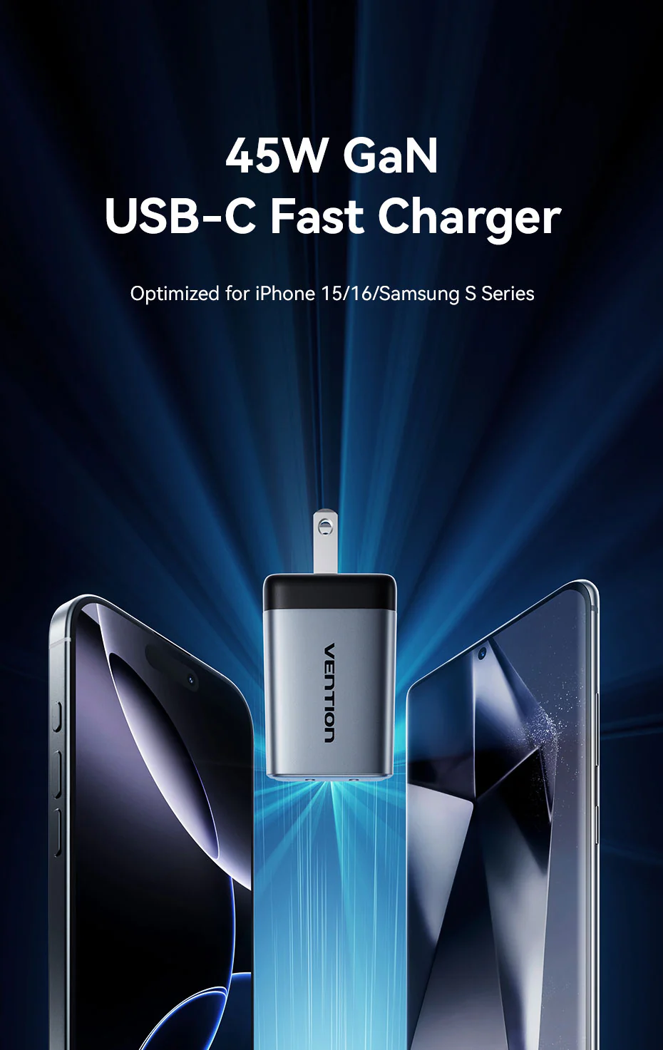 VENTION 45W Dual USB-C GaN V Fast Charger (US Plug) Overheat Protection for iPhone 15/16 Buy VENTION 45W Dual USB-C GaN V Fast Charger (US Plug) Overheat Protection for iPhone 15/16 Online in Pakistan - UGREEN PK