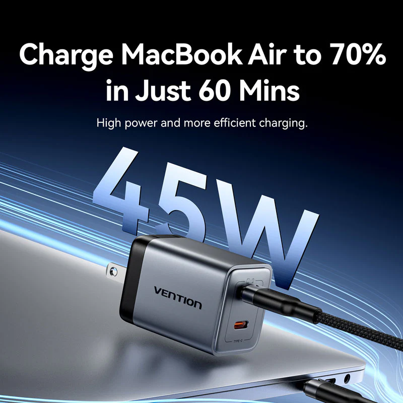 Buy VENTION 45W Dual USB-C GaN V Fast Charger (US Plug) Overheat Protection for iPhone 15/16 Online in Pakistan - UGREEN PK