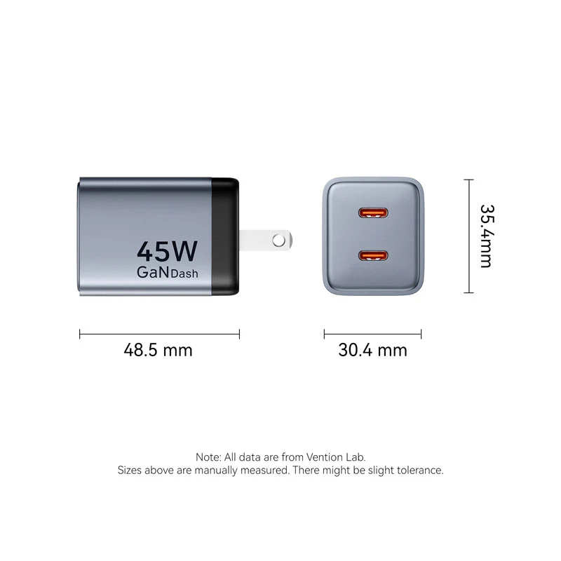 Buy VENTION 45W Dual USB-C GaN V Fast Charger (US Plug) Overheat Protection for iPhone 15/16 Online in Pakistan - UGREEN PK