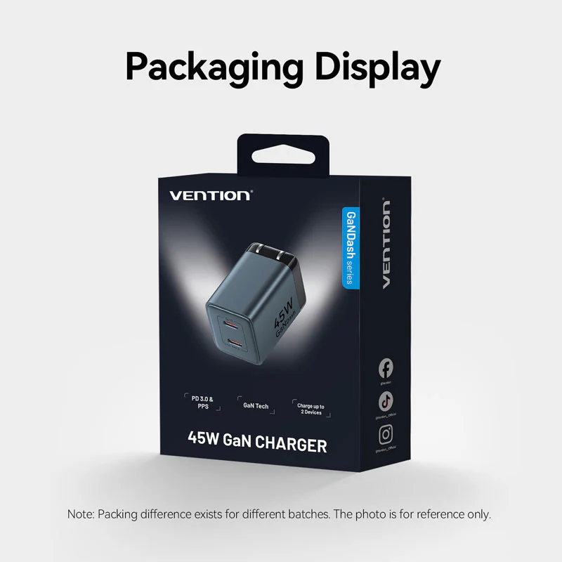 Buy VENTION 45W Dual USB-C GaN V Fast Charger (US Plug) Overheat Protection for iPhone 15/16 Online in Pakistan - UGREEN PK