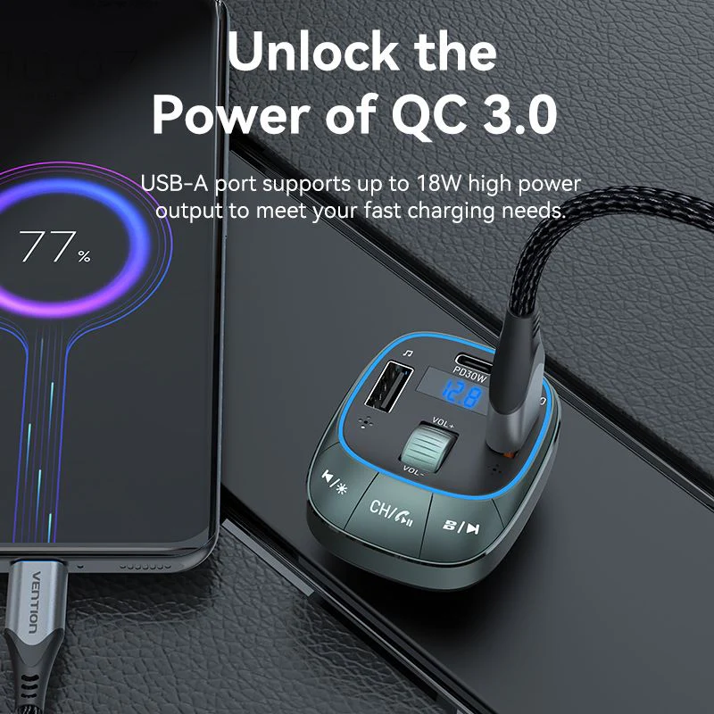 Buy VENTION FFLB0 Bluetooth FM Transmitter 30W PD Fast Charging for Car Online in Pakistan - UGREEN PK