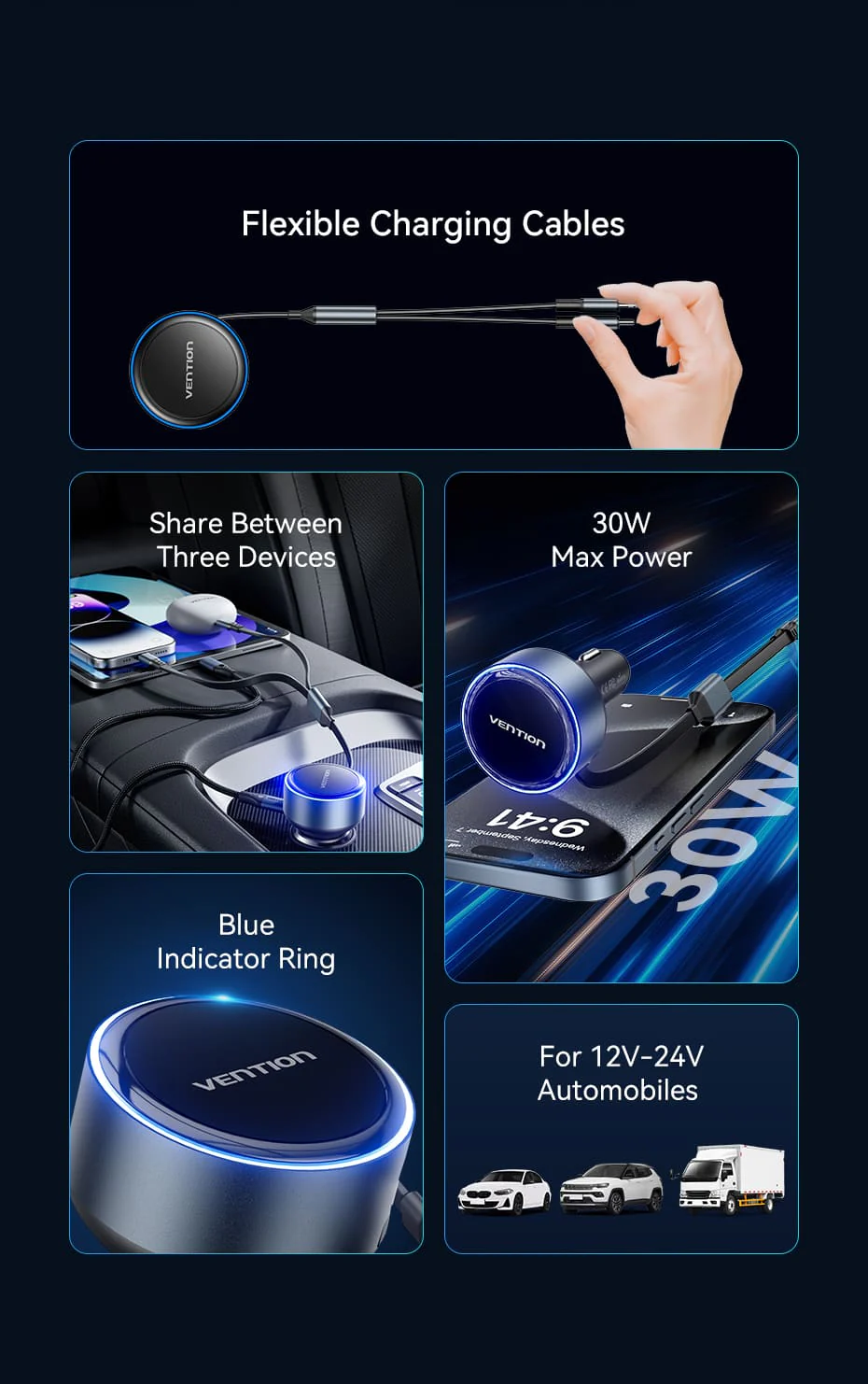 VENTION 30W PD Fast Car Charger with Built-In USB-C + Lightning Cables for iPhone 17/16/15/14 Buy VENTION 30W PD Fast Car Charger with Built-In USB-C + Lightning Cables for iPhone 17/16/15/14 Online in Pakistan - UGREEN PK