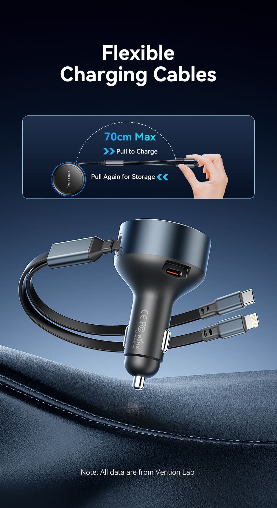 VENTION 30W PD Fast Car Charger with Built-In USB-C + Lightning Cables for iPhone 17/16/15/14 Buy VENTION 30W PD Fast Car Charger with Built-In USB-C + Lightning Cables for iPhone 17/16/15/14 Online in Pakistan - UGREEN PK