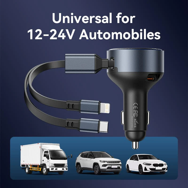Buy VENTION 30W PD Fast Car Charger with Built-In USB-C + Lightning Cables for iPhone 17/16/15/14 Online in Pakistan - UGREEN PK
