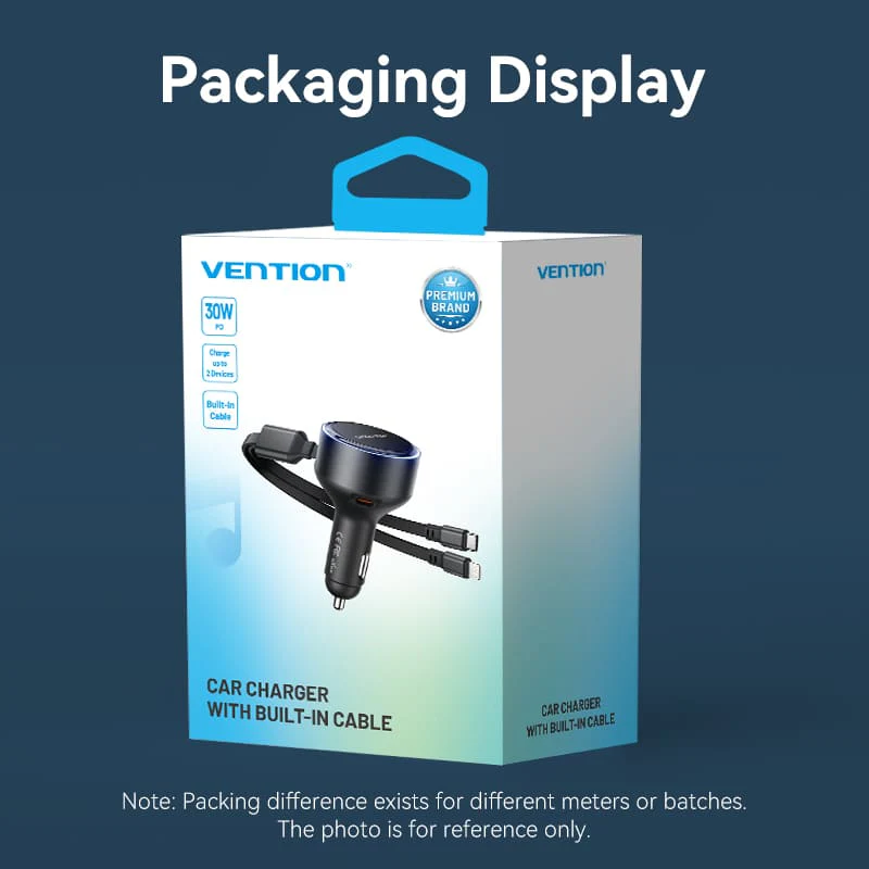 Buy VENTION 30W PD Fast Car Charger with Built-In USB-C + Lightning Cables for iPhone 17/16/15/14 Online in Pakistan - UGREEN PK